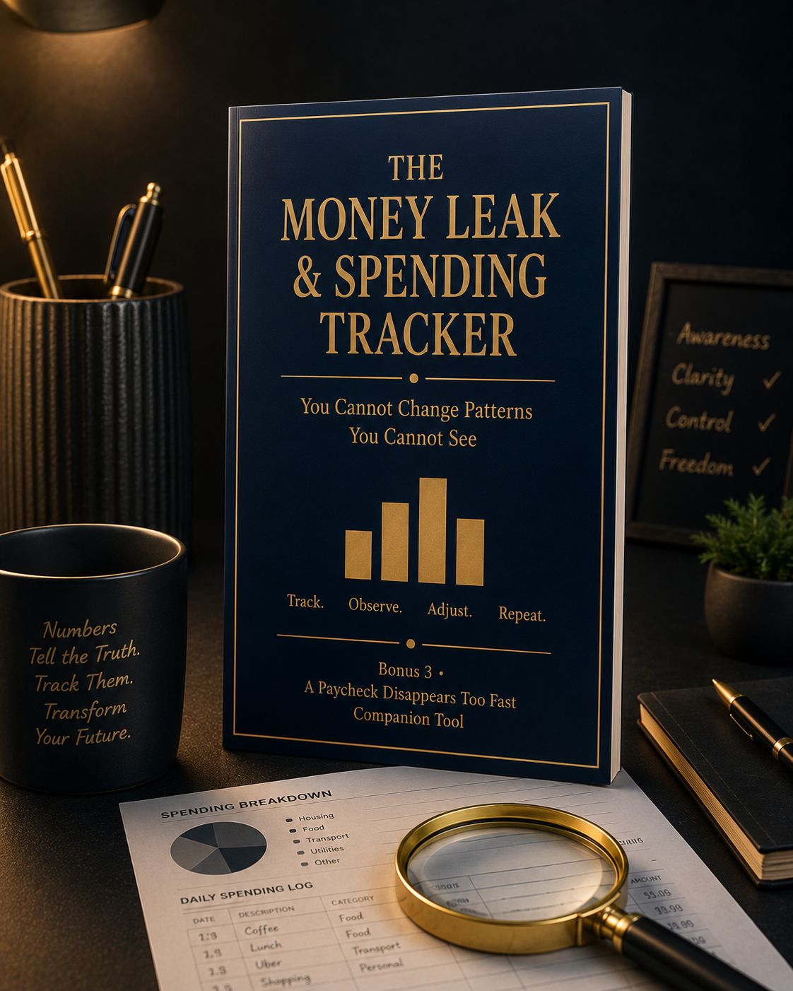 Bonus 3 - The Money Leak & Spending Tracker mockup